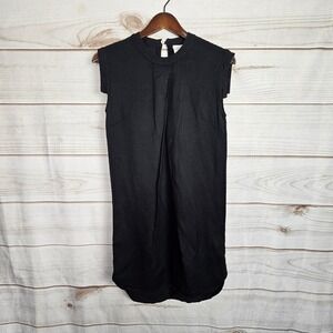Ray BEAMS Black Linen Blend Pleated Front Dress Size 0 Japanese Minimalist